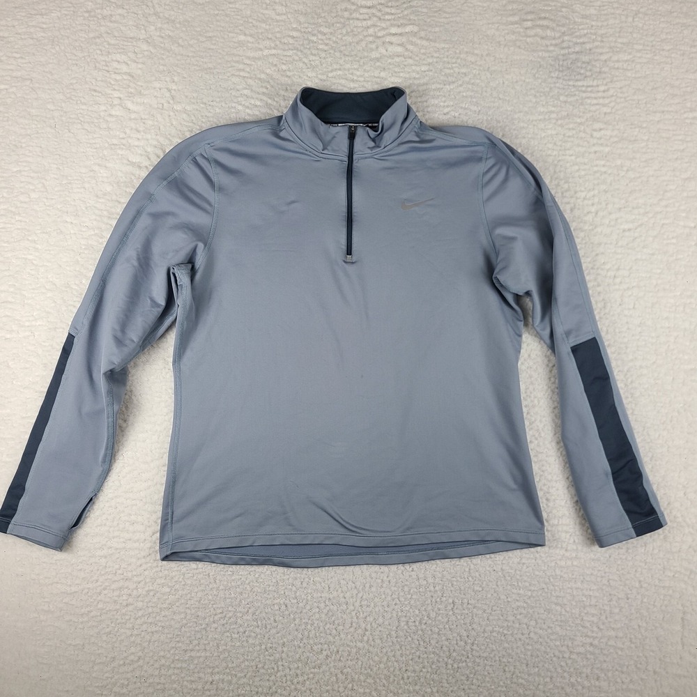 Nike Sweater Mens Large‎ Blue Slate Dri Fit Quarter Zip Performance Running